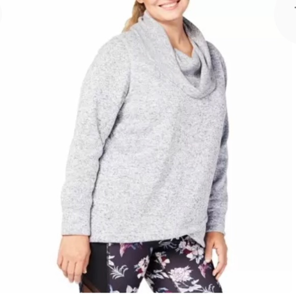 NEW Ideology Fleece Cowl Neck Pullover Sweatshirt Top, Size 3X, Gray